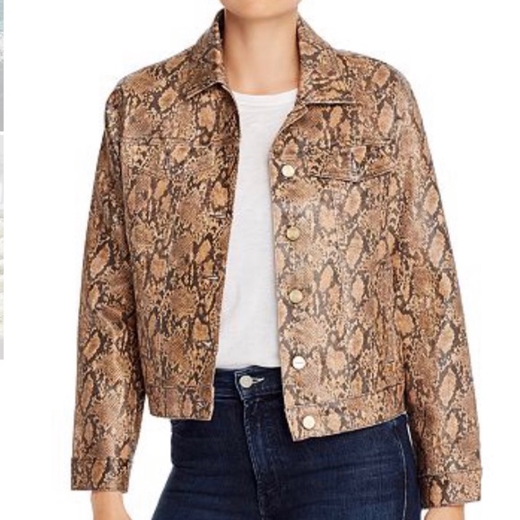 FRAME Le Vintage Coated Python Print Denim Jacket - Picture 2 of 8